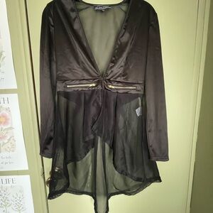 Love University Black Sheer Blouse Sz Med